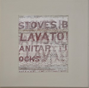 Digitally manipulated image with mending yarn stitch and acrylic